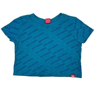 Dickies Cropped Teal/Turquoise Graphic Logo Tee Shirt